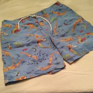 Polo Sport Swim Trunks with Multicolor Mermaid & Diver Print